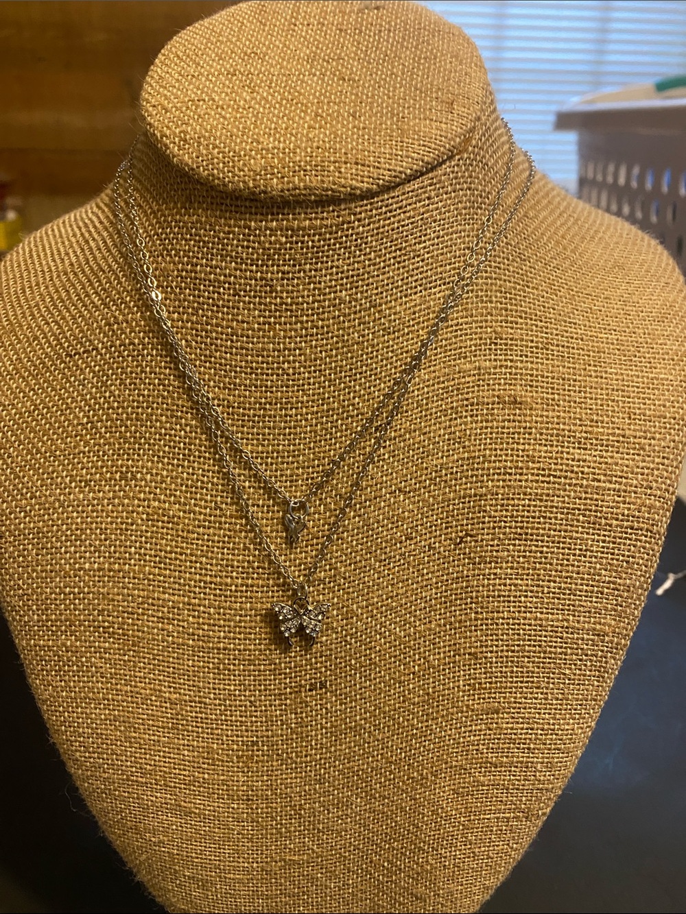 Sparkling Butterfly Layered Necklace in Silver - Women Jewelry